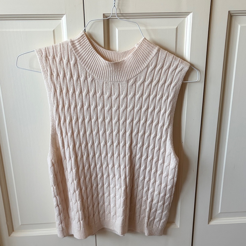 Blue Rain Cream Knit Sweater Vest